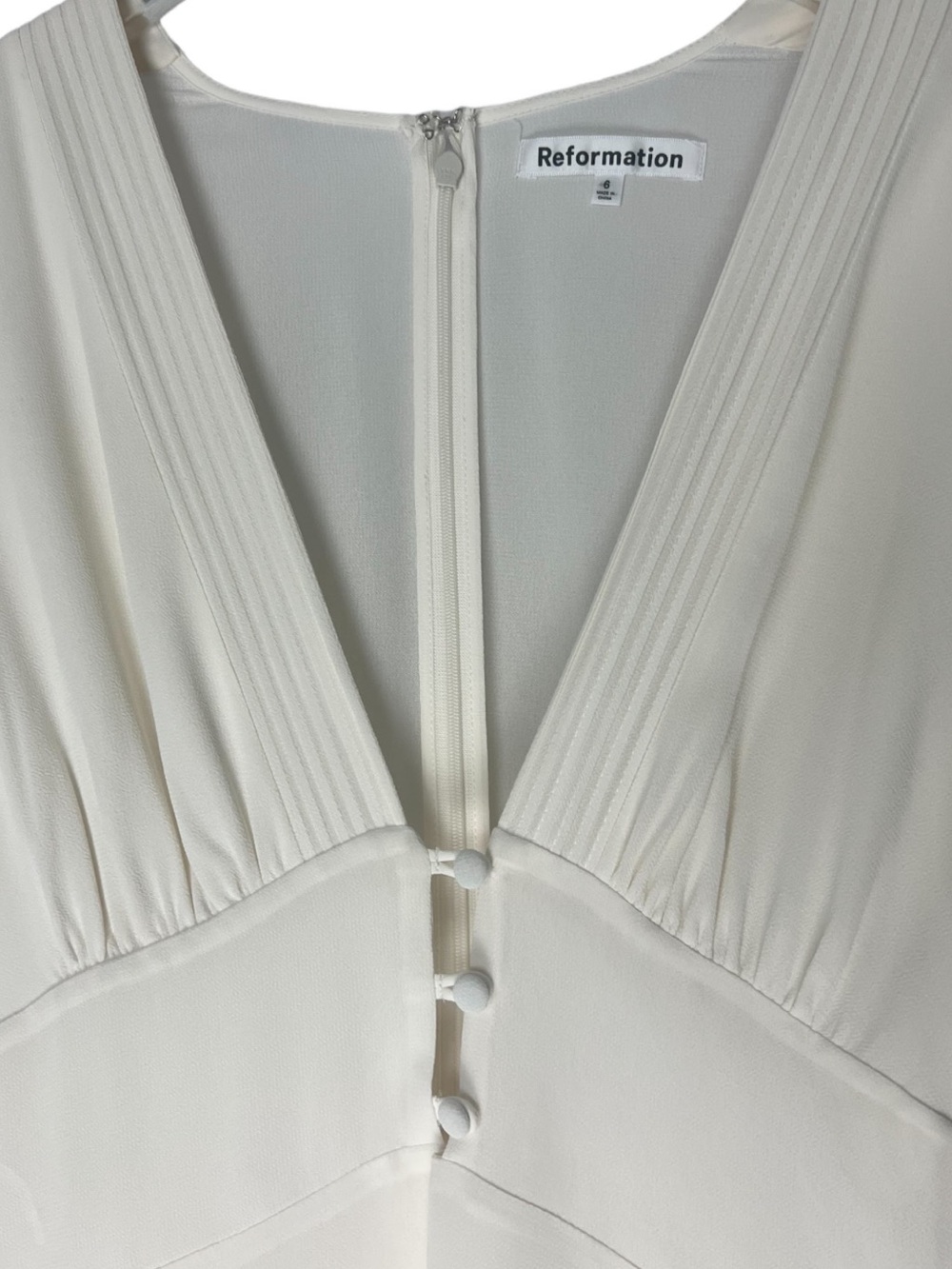 Reformation Ginny Midi Dress Lace Trim Inset Sz 6 Cocktail Wedding Bridal - Picture 6 of 16